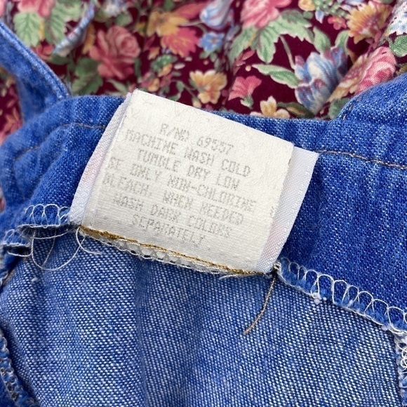 Vintage Cherokee Denim Floral Jumper Dress Size 6X 90s - Picture 4 of 6